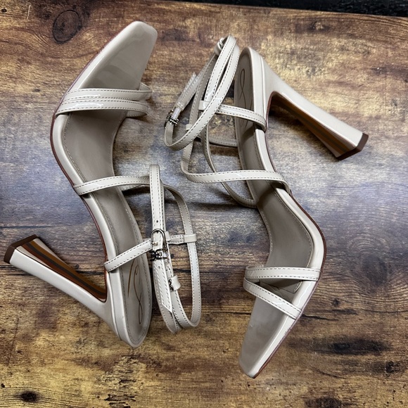 Sam Edelman Lela Strappy Heel Sandals Size 10 Beige Light Latte Patent - Picture 5 of 10